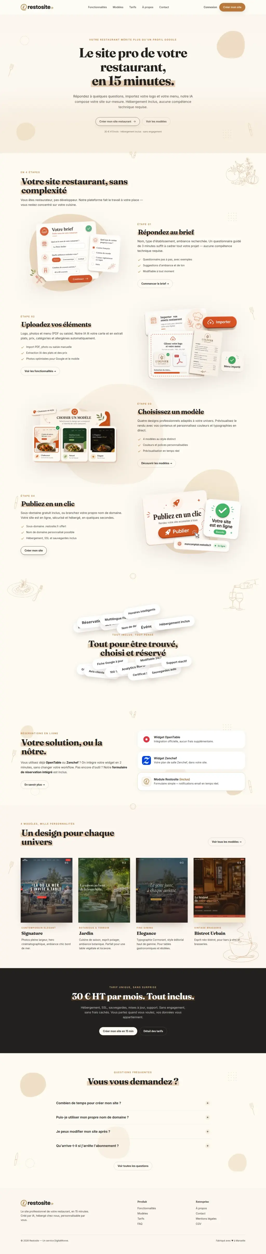 Capture pleine page — Restosite